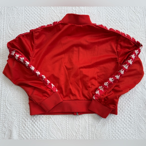 Kappa Cropped Full Zip Jacket Women’s Size Large L Classic Red White - Picture 2 of 7